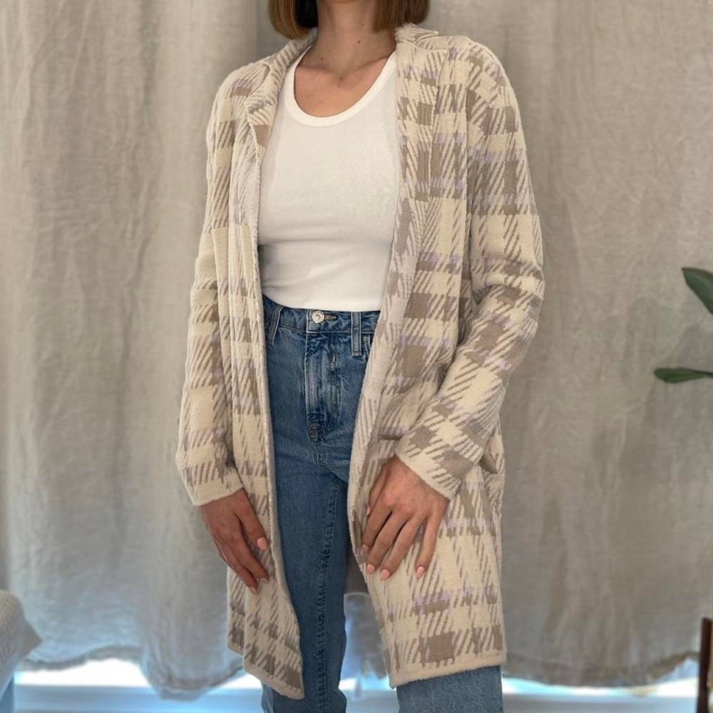Ann Taylor sweater coatigan Size large Houndstooth